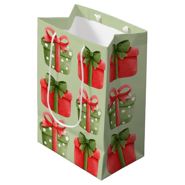 Regalo Mediana Navidades rojos, verdes Regalos Pastel Bolsa de Re (Angulo Anverso)