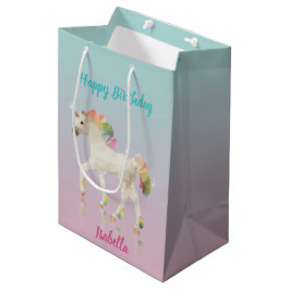 Regalo Mediana Nombre de unicornio arcoiris de cumpleaños - Bolsa