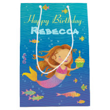 Nombre personalizado Mermaid Cumpleaños Bolsa de R