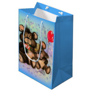 Regalo Mediana Pareja de oso con bolsa de gancho con globo cardía
