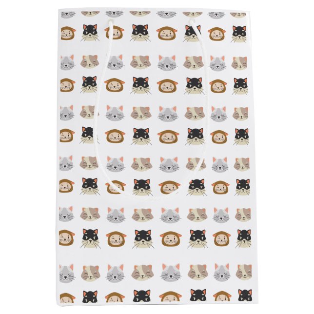 Regalo Mediana Patrón con las cabezas de gato recortadas Bolsa de (Anverso)