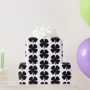 Regalo Medio de papel de envolvimiento mate Clover negro