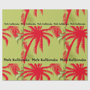 Regalo Mele Kalikimaka Papel de relleno de palmas rojas y