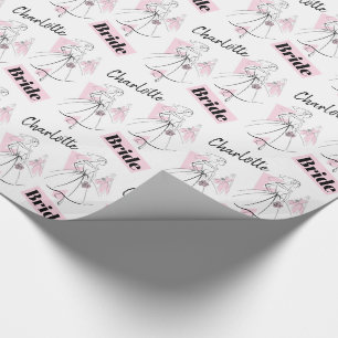 Regalo Moda Novia Pink Group Nombre papel de envoltura de