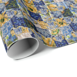 Regalo Modelos que acolchan amarillos azules del papel de