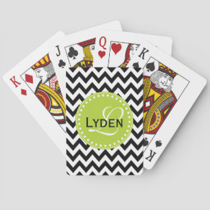 Regalo moderno en monograma chevron negro cartas d