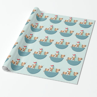 Regalo Monos lindos en papel de embalaje del barco pirata