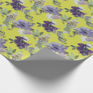 Regalo Morado Floral sobre papel de envolvimiento de colo
