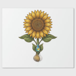 Regalo Motivo de girasol simétrico antiguo papel de envol