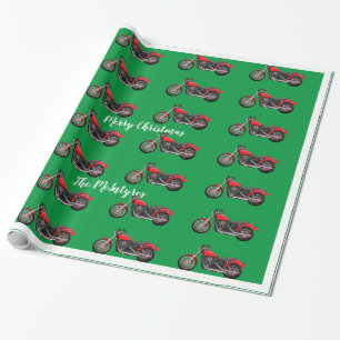 Regalo Motocicletas rojas sobre papel de envolver a Navid