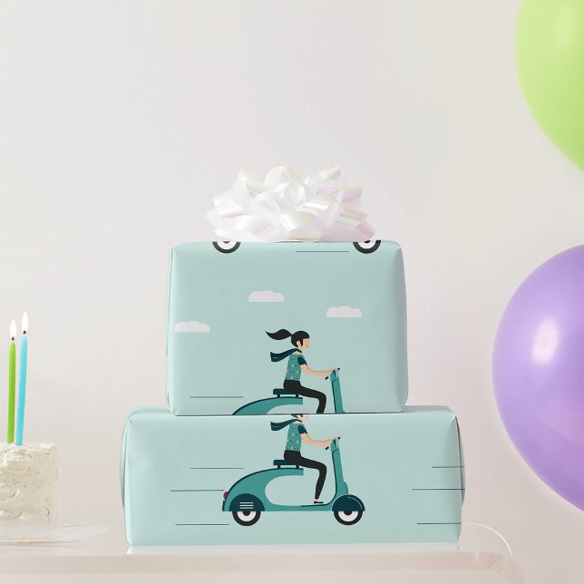 Regalo Mujer En Papel De Envoltura De Motociclismo (Subido por el creador)