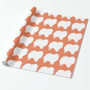Regalo Naranja de silueta blanca de papel de envoltura de