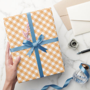 Regalo Naranja Gingham. Papel de ajuste