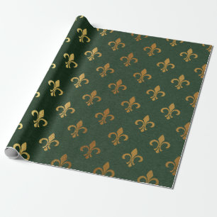 Regalo Navidad de papel de aluminio verde y dorado