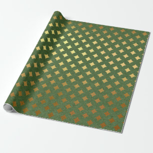 Regalo Navidad de papel de aluminio verde y dorado