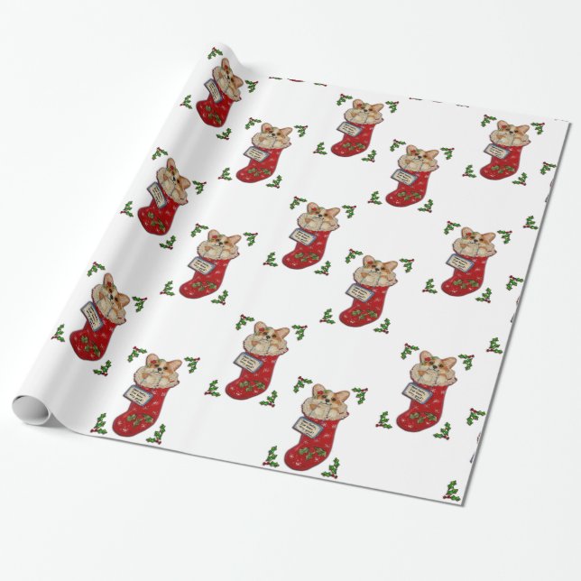 Regalo Navidad del Corgi que almacena el papel de (Desenrollado)