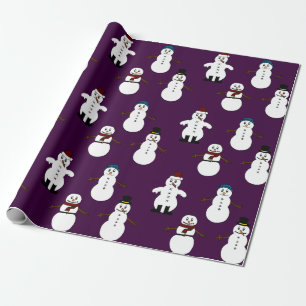 Regalo navidad púrpura del muñeco de nieve del papel de