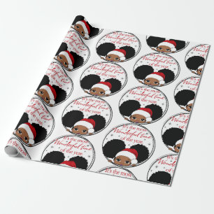Regalo Navidades Afro Chica Niño Negro Cute papel de env