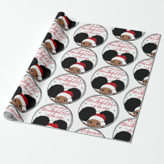 Regalo Navidades Afro Chica Niño Negro Cute papel de envo