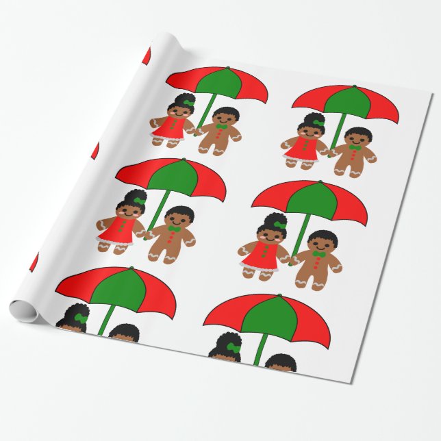 Regalo Navidades afro jengibre papel de envolver (Desenrollado)