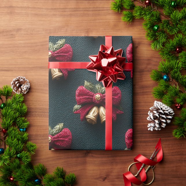 Regalo Navidades clásicos doblan papel de envolvimiento | (Regalo de vacaciones)