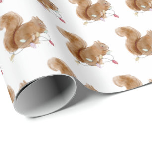 Regalo Navidades de ardillas iluminan papel de envolver
