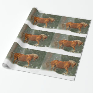 Regalo Navidades de caballos y Nieve envueltos con papel