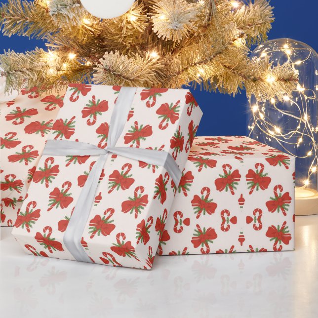 Regalo Navidades de Candy Cane Bow envolviendo papel (Vacaciones)