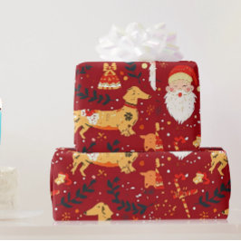 Regalo Navidades de Dachshund envolviendo papel