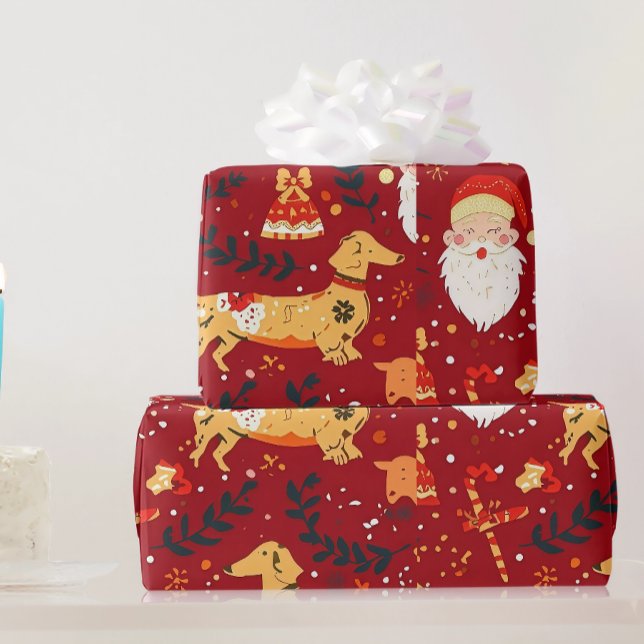 Regalo Navidades de Dachshund envolviendo papel (Subido por el creador)