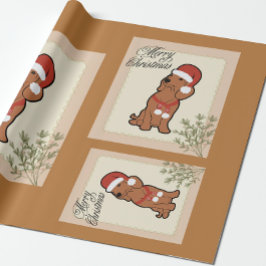 Regalo Navidades de Dachshund envolviendo papel