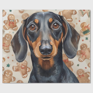 Regalo Navidades de Dachshund envolviendo papel