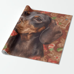 Regalo Navidades de Dachshund envolviendo papel