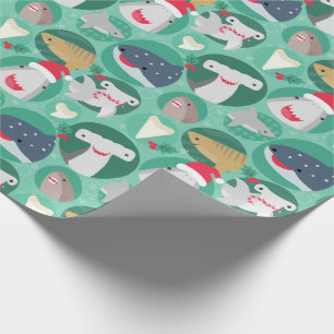 Regalo Navidades de especies de tiburones envuelven papel