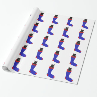 Regalo Navidades de gato negro aletean papel de ajuste