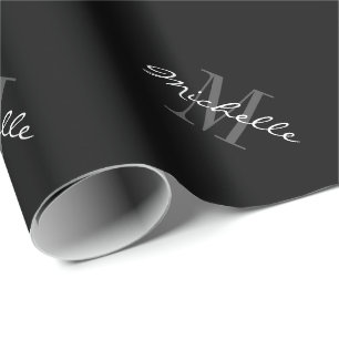 Regalo Navidades de monograma negro personalizado papel e