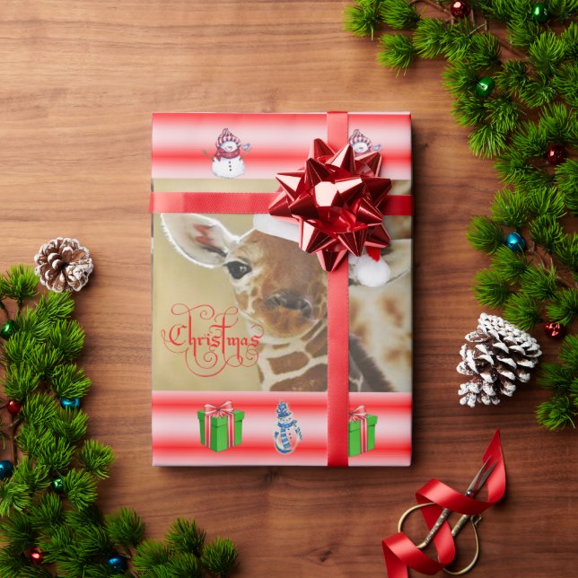 Regalo Navidades de Papel Envuelto de Giraffe (Regalo de vacaciones)