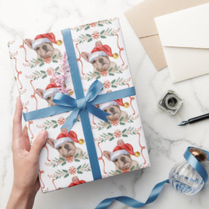 Regalo Navidades de Perro Frenchie envolviendo papel