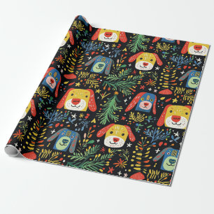 Regalo Navidades de perro lindo envolviendo papel