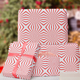 Regalo Navidades de resumen rojo y blanco envuelven papel