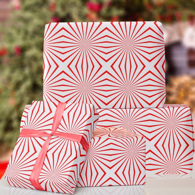 Regalo Navidades de resumen rojo y blanco envuelven papel (Fun and funky red and white wrapping paper just for you.)