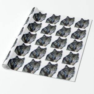 Regalo Navidades de retrato de lobo dan papel de ajuste