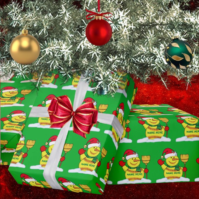 Regalo Navidades de Softball con papel de embalaje, PERSO (Softball Christmas Decorations. Softball Gift Wrapping Paper. Softball Christmas Ideas. )