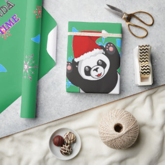 Regalo Navidades de tiempo papel de envoltura de panda.