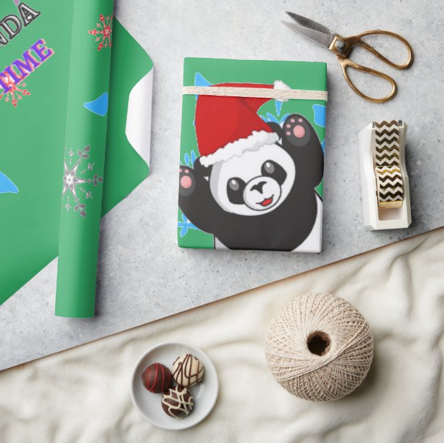 Regalo Navidades de tiempo papel de envoltura de panda. (Artesanía)