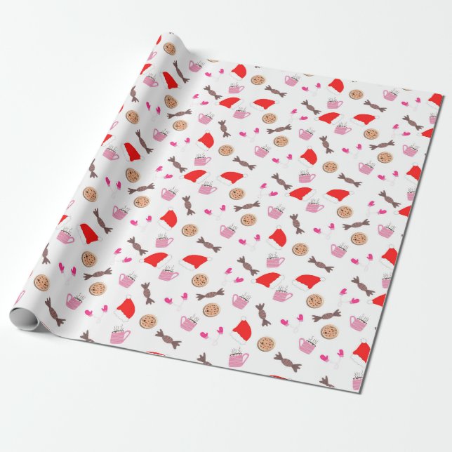 Regalo Navidades Doodles papel de envolvimiento estaciona (Desenrollado)