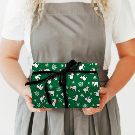 Regalo Navidades elefantes blancos (verde) Papel de envol