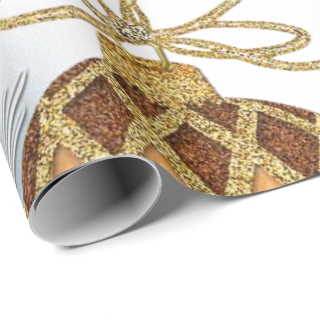 Regalo Navidades envolviendo bolas de oro de papel (Esquina del rollo)