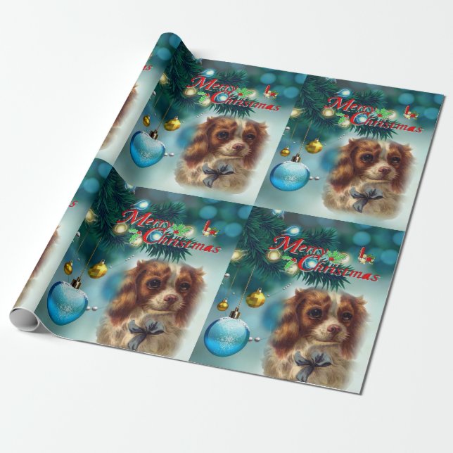 Regalo Navidades envolviendo papel de perro vintage (Desenrollado)