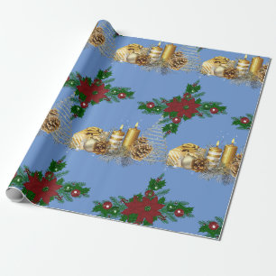 Regalo Navidades envolviendo velas de oro de papel
